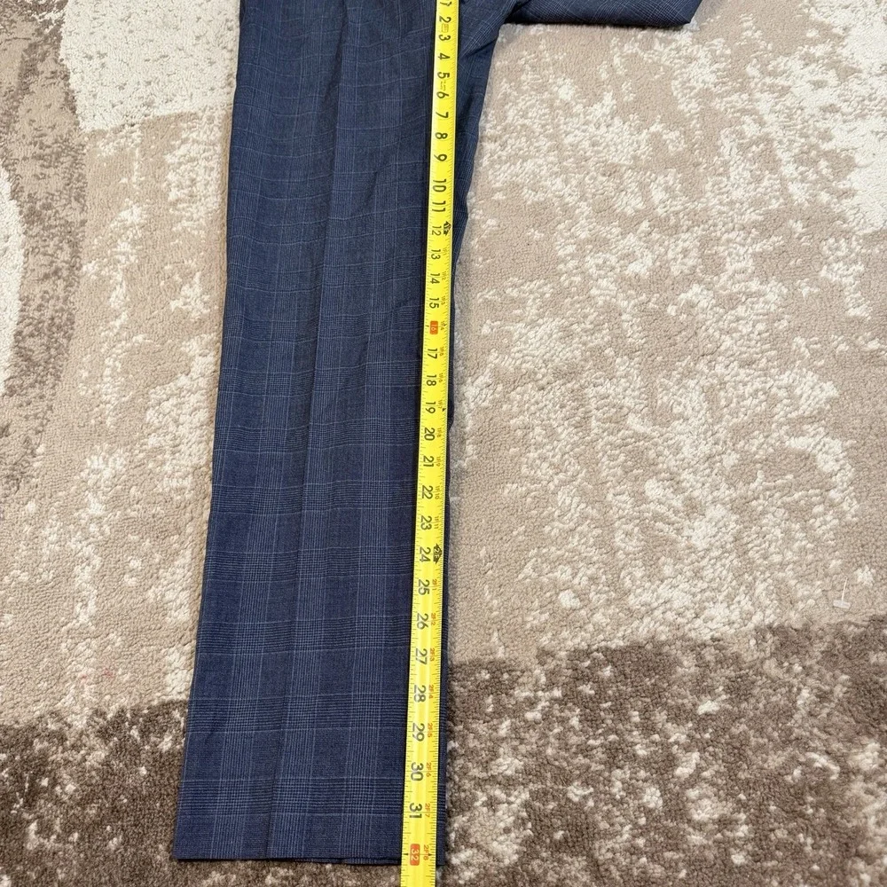 Banana Reublic Pants Mens 32x32 Blue Slim Fit Marzotto Wool Glen Plaid Check